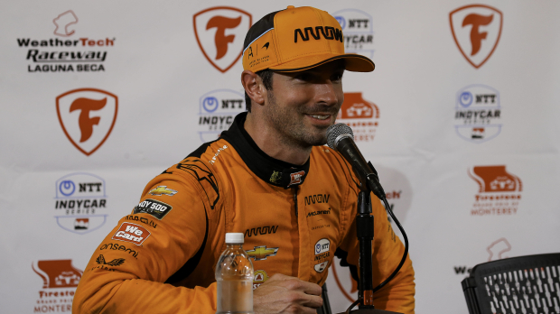 IndyCar driver Alexander Rossi at a press conference