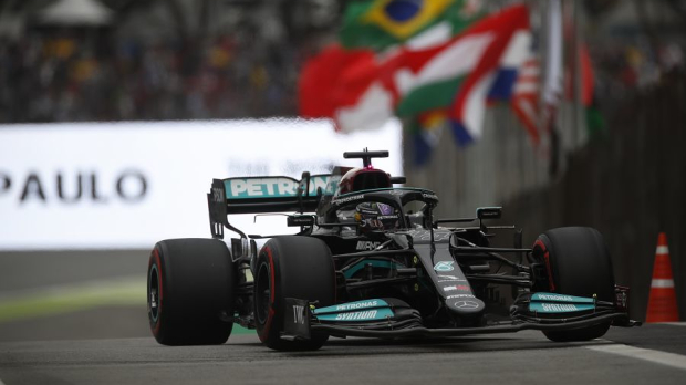 Lewis Hamilton in qualifying in Brazil