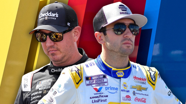 A composite image of NASCAR champions Kyle Busch and Chase Elliott