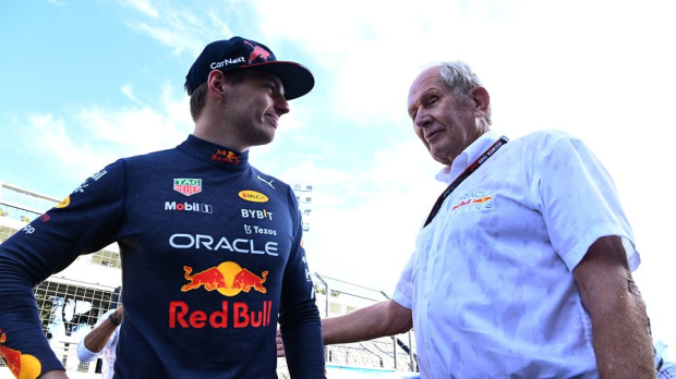Dr. Helmut Marko and Max Verstappen after his win in Baku