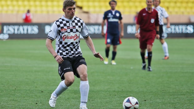 Verstappen during charity football match in Monaco