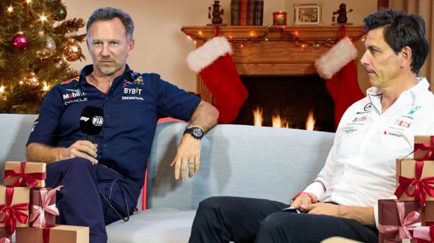Toto Wolff and Christian Horner photoshopped to be sitting together on Christmas Day
