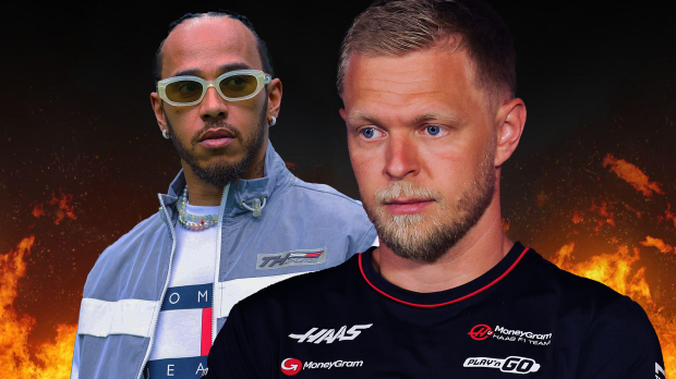 Kevin Magnussen and Lewis Hamilton