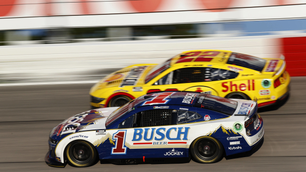 Ross Chastain and Joey Logano in a NASCAR battle at Darlington Raceway