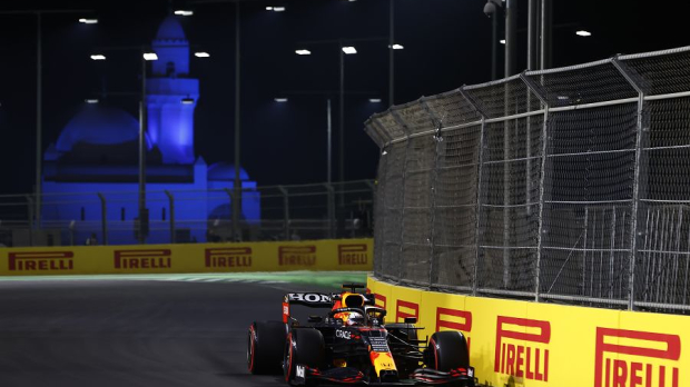 Verstappen driving in Saudi Arabia