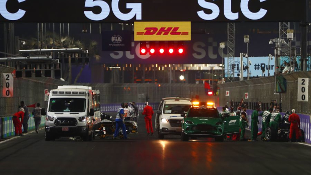 Aftermath of the crash of Pourchaire and Fittipaldi during feature race.