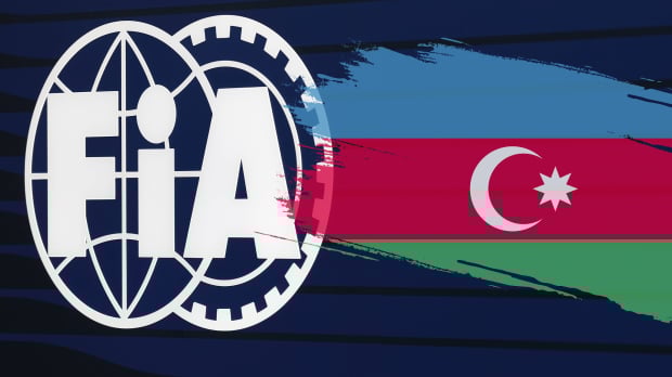 The FIA logo with the Azerbaijan flag alongside it