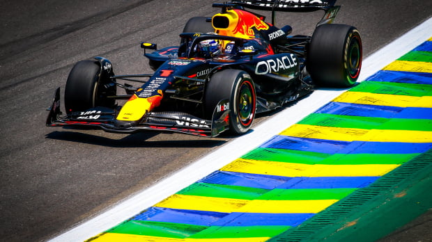 Verstappen during practice at Interlagos