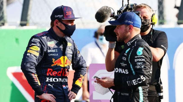 Verstappen and Bottas after the sprintrace at Monza