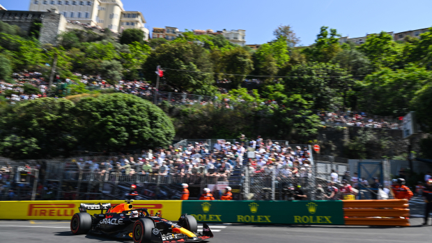 Max Verstappen receives trophy from a bra-less Maria Sharapova in Monaco GP