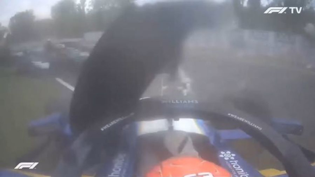 russell, crash, imola, thumb