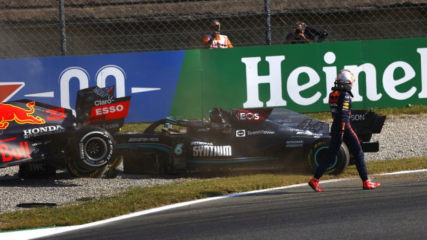 Max Verstappen na crash in Italië.