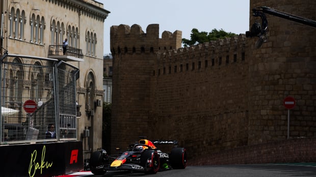 Verstappen during FP1 in Baku