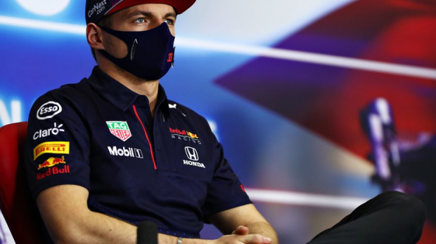 Max Verstappen during press conference in Bahrain