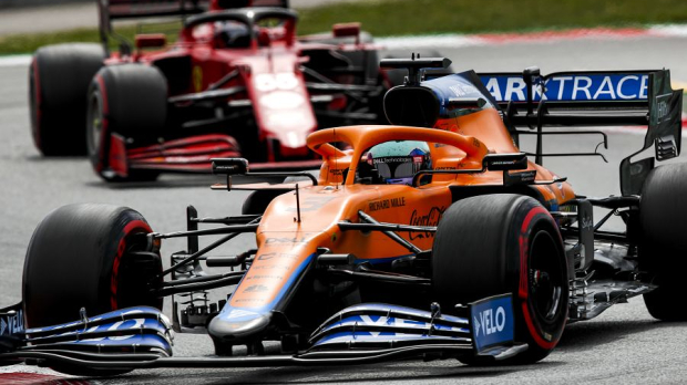 Sainz was stuck behind McLaren's Ricciardo in Spain