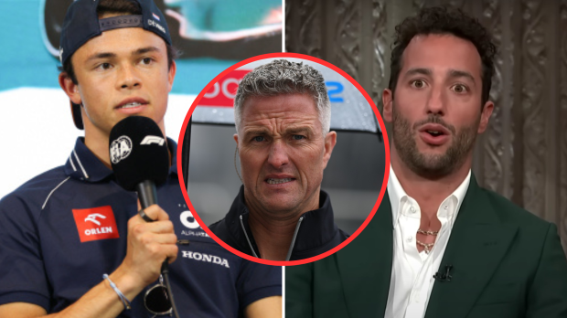 Collage of Ralf Schumacher, Daniel Ricciardo, Nyck de Vries