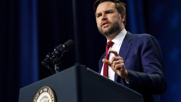 An image of USA Vice President JD Vance giving a speech
