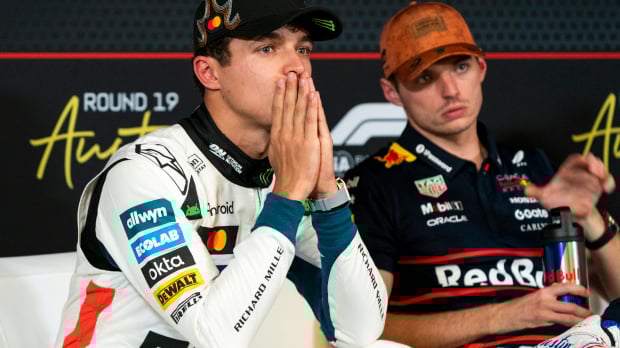 Lando Norris with Max Verstappen in the background