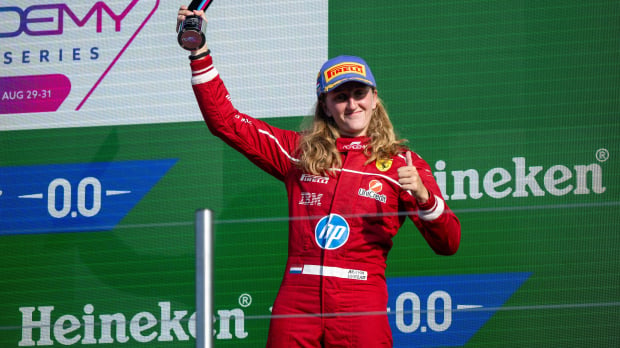 Maya Weug raced in F1 Academy backed by Ferrari