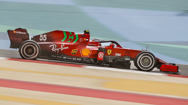 Carlos Sainz in his Ferrari in Bahrain.