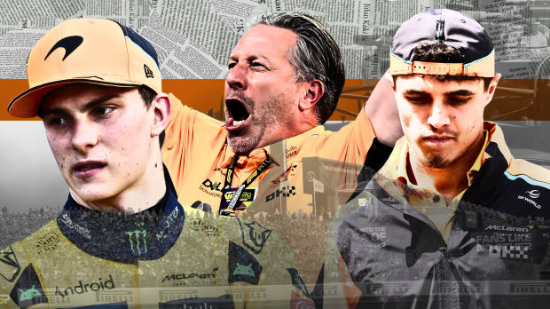 oscar piastri, zak brown, lando norris, mclaren, graphic