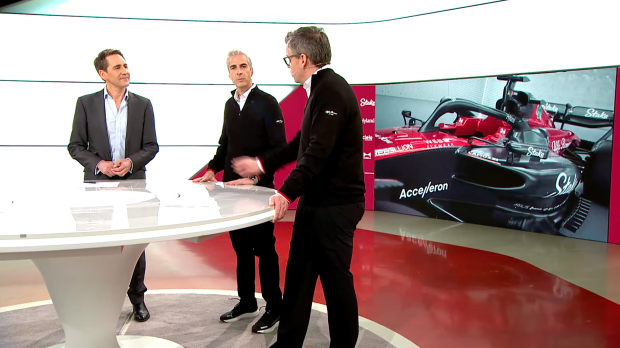 The car was projected on screens behind the team at the launch