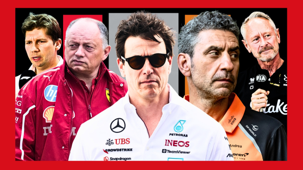 f1 team principals, fred vasseur, james vowles, toto wolff, jonathan wheatley, andrea stella, canva
