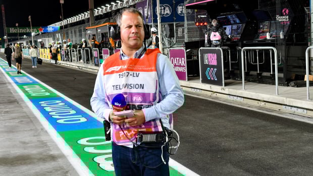 Ted Kravitz stands in the pitlane at the Las Vegas GP