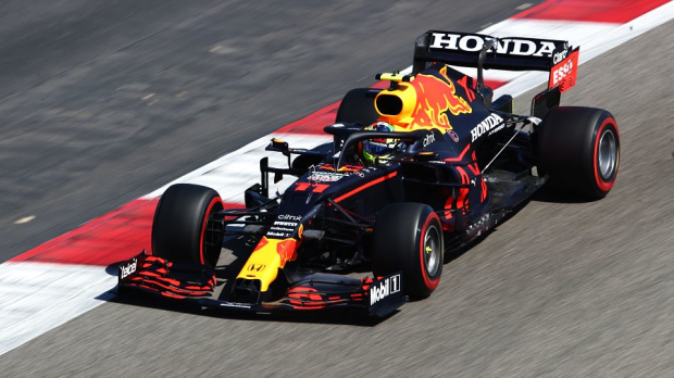 Sergio Perez driving his Red Bull in Bahrain