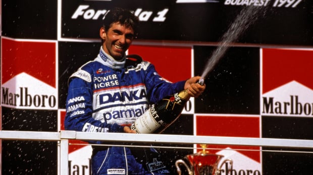 Damon Hill limped over the line in second at the Hungarian Grand Prix