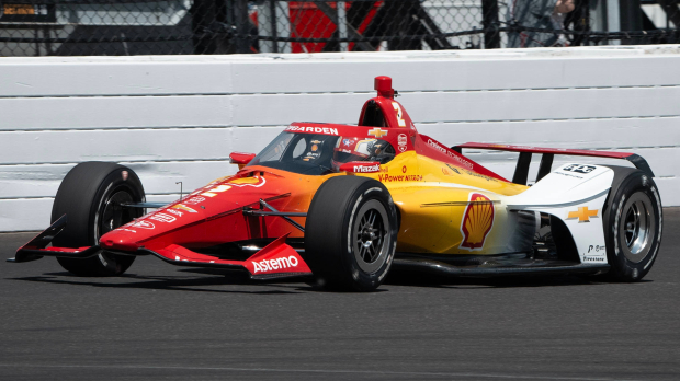 An image of Josef Newgarden driving in Indy 500 practice