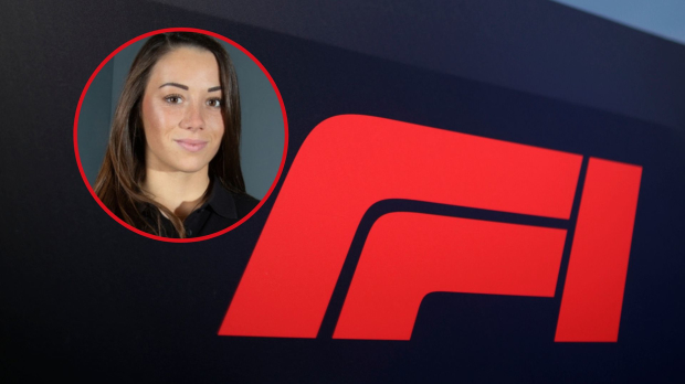 Carrie Schreiner and F1 logo