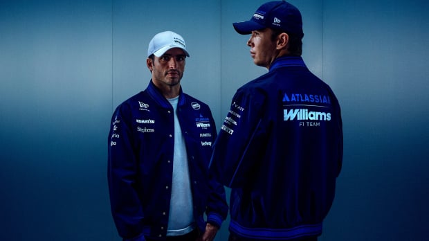 Credit: Williams x New Era. Promotional shot of Sainz and Albon in the new 2026 Williams F1 kit made by New Era
