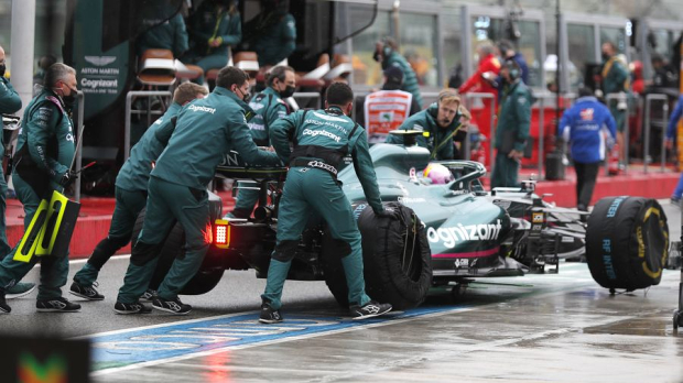 Sebastian Vettel in the pits at Imola