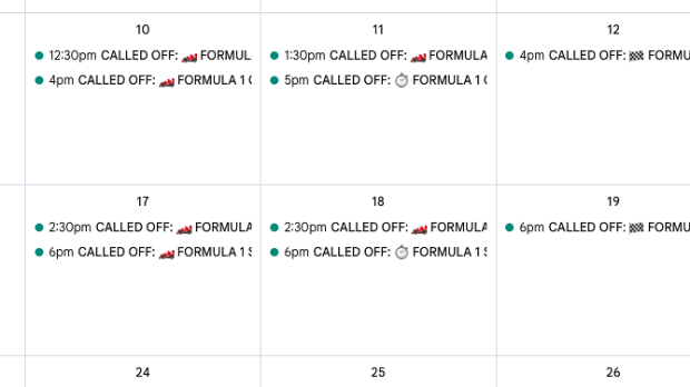 F1's fan-synced calendar shows Bahrain and Saudi Arabian GPs 'called off'