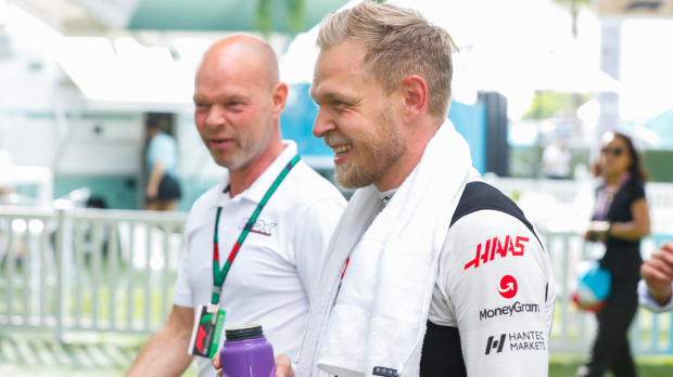 Kevin Magnussen and his dad Jan Magnussen.