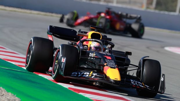Max Verstappen in his brand new RB18 in Barcelona