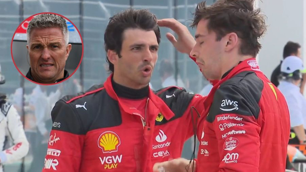 Charles Leclerc and Carlos Sainz, Ralf Schumacher inset