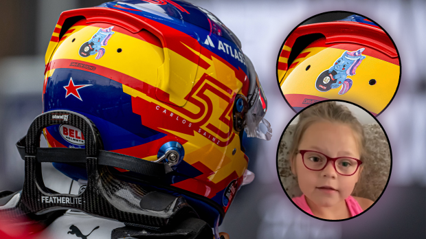 Unicorn on helmet of Carlos Sainz in Baku