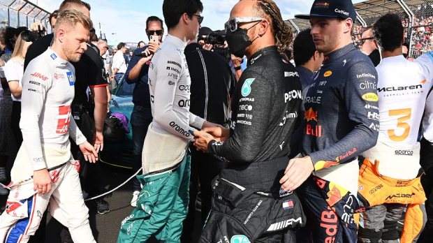 Lewis Hamilton and Max Verstappen on the grid in Australia