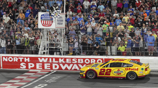 A generic image of Joey Logano driving at the 2024 NASCAR All-Star Race