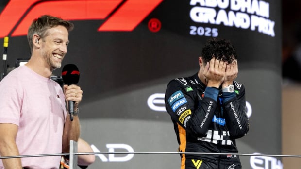 Jenson Button and Lando Norris on an F1 podium