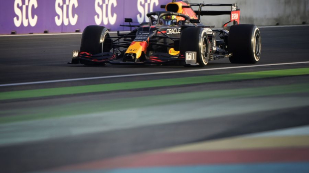 Sergio Perez driving in Jeddah