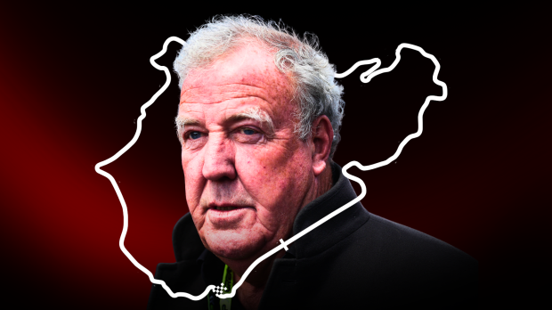 Jeremy Clarkson is pictured alongside the layout of the Nurburgring — Photo: © IMAGO