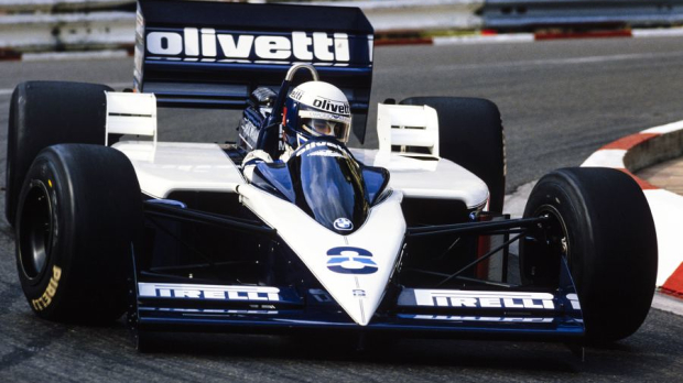 Elio de Angelis in actie in zijn Brabham BT55