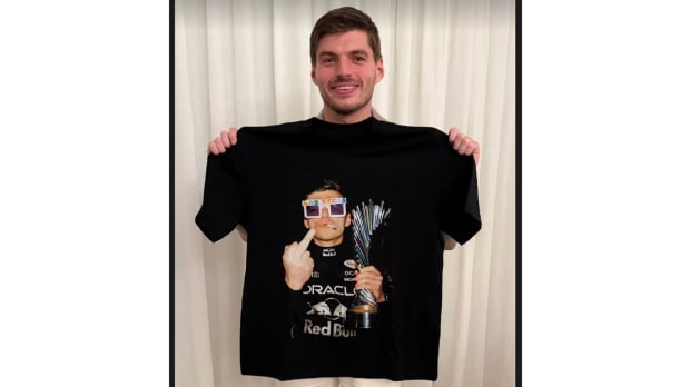 Max Verstappen with his Christmas gift via Kelly Piquet's Instagram story