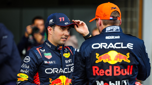 Sergio Perez and Max Verstappen pop balloons for 44 seconds straight 