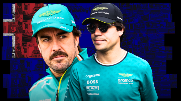 Lance Stroll and Fernando Alonso in front of the Australian flag — Foto: © IMAGO x GPFANS