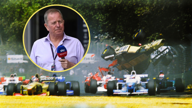 Martin Brundle crashes his Jordan at the 1996 Australian GP