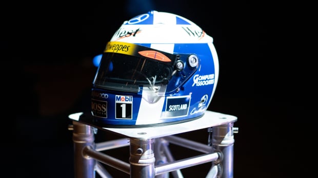 Coulthard's 1998 Belgian GP helmet. Image Credit: David Rattenbury